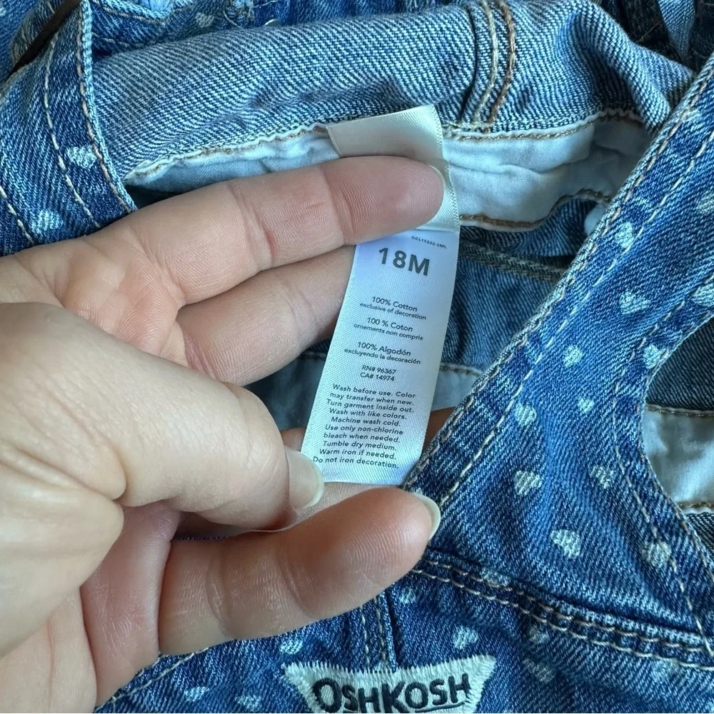 OSHKOSH B'GOSH Blue Denim Heart Polka Dot Kids‎ 18 Month Overalls